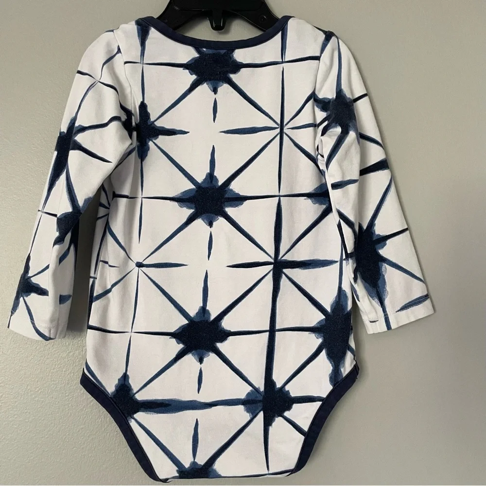 Monica + Andy Blue Shibori Long Sleeve Onesie